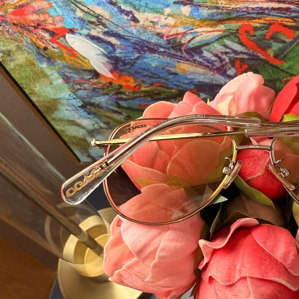 *NWT* Coach L1013 HC 7079 90055A Shiny Light Gold Aviator Sunglasses - Picture 4 of 12